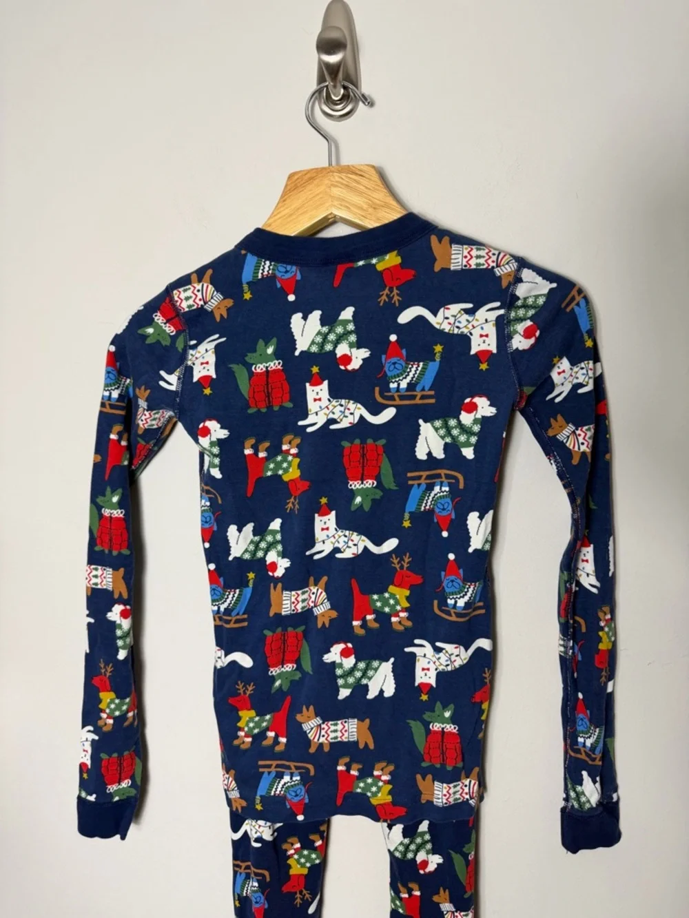 Hanna Andersson Long John’s Organic Cotton Pajamas Dogs Christmas Size 14 975